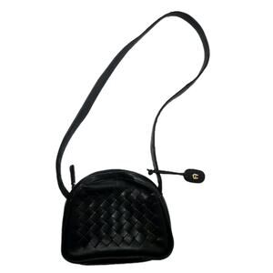 Etienne Aigner Women's Crossbody Bag Black Leather Weave Pattern 5x6" Inches